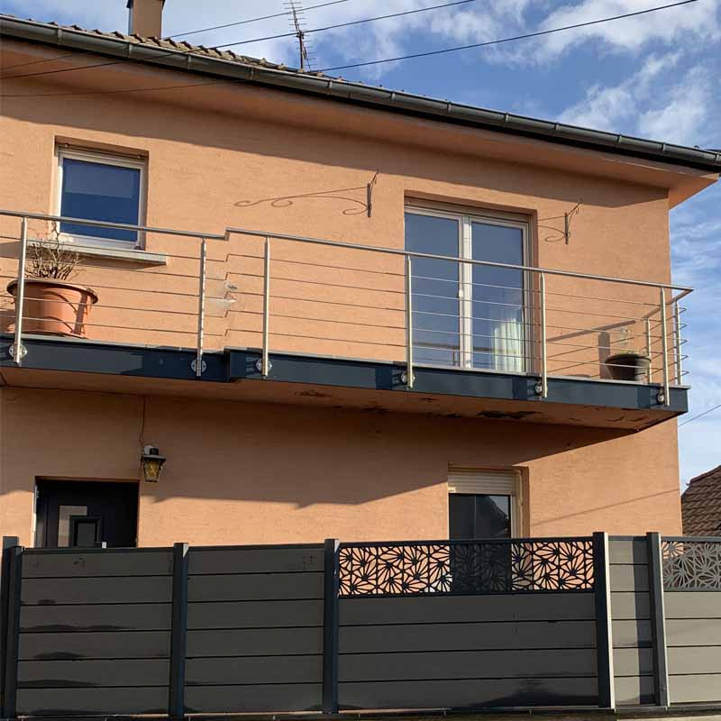 garde corps balcon a l anglaise en inox a 5 lisses horizontales